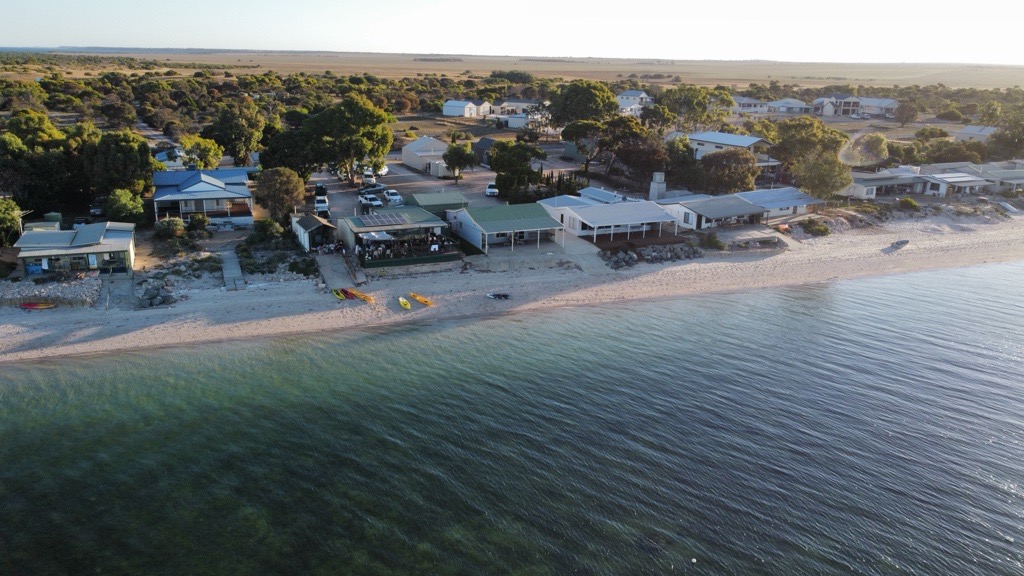 Beachfront holiday homes aerial view Black Point